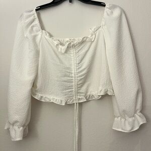 Off the Shoulder Long Sleeve Crop Top